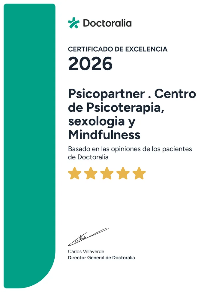 Home 7 Certificado de Excelencia Doctoralia 2026 de Psicopartner